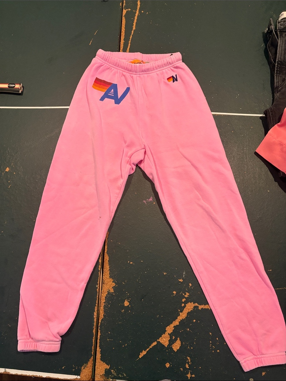 Aviator Nation Pink Sweatpants with Retro AV Logos